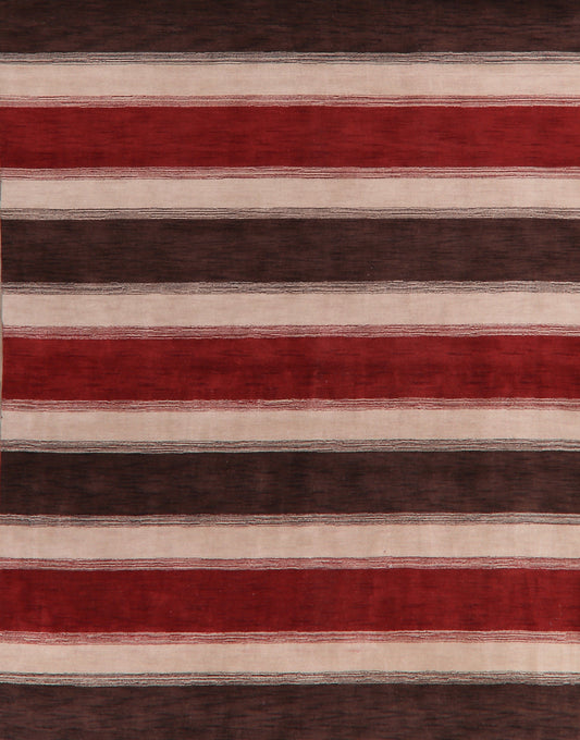 Contemporary Stripe Gabbeh Oriental Area Rug 9x10