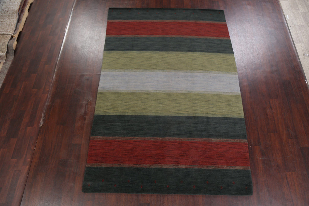 Contemporary Striped Gabbeh Oriental Area Rug 7x10