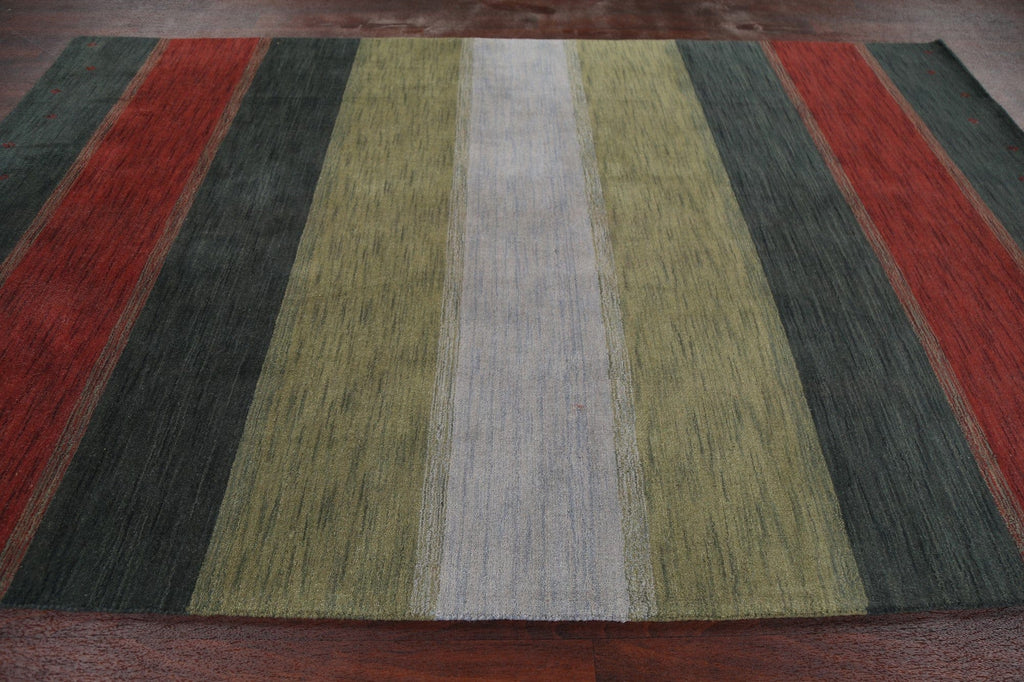 Contemporary Striped Gabbeh Oriental Area Rug 7x10