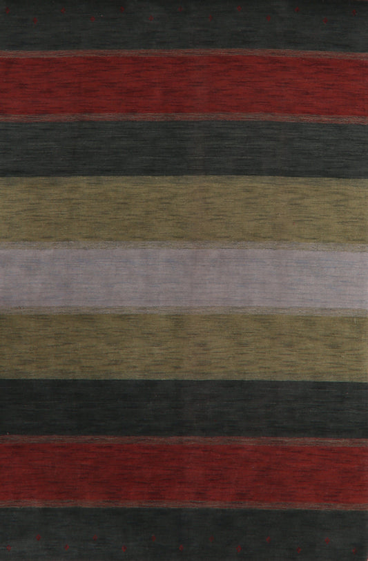 Contemporary Striped Gabbeh Oriental Area Rug 7x10