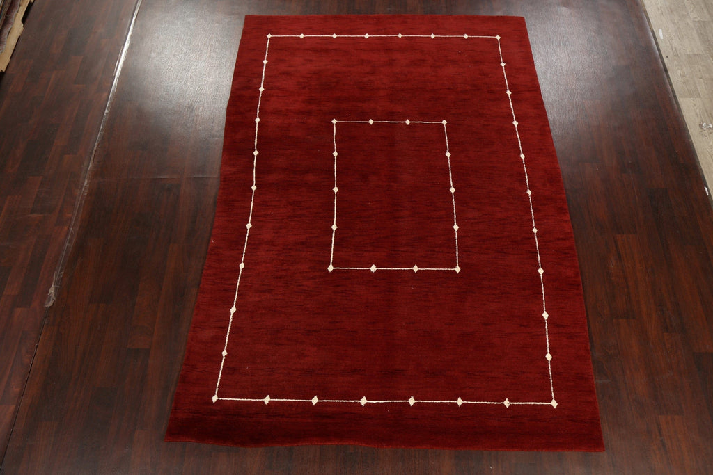 Geometric Red Gabbeh Oriental Area Rug 7x10