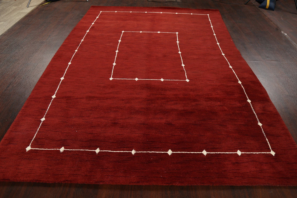 Geometric Red Gabbeh Oriental Area Rug 7x10