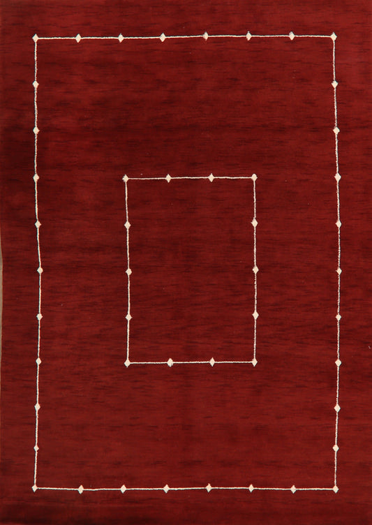 Geometric Red Gabbeh Oriental Area Rug 7x10