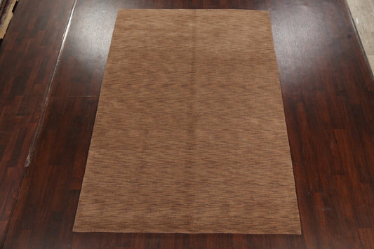 Brown Solid Gabbeh Oriental Area Rug 7x9