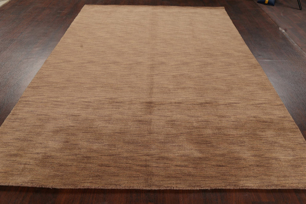 Brown Solid Gabbeh Oriental Area Rug 7x9