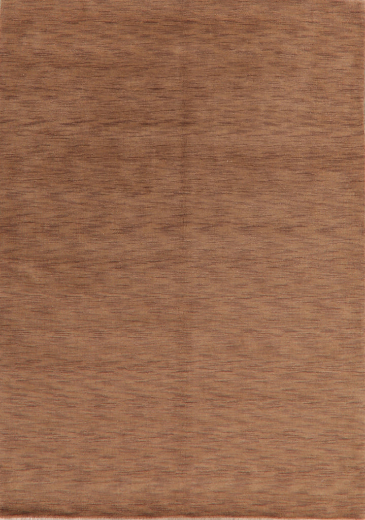 Brown Solid Gabbeh Oriental Area Rug 7x9