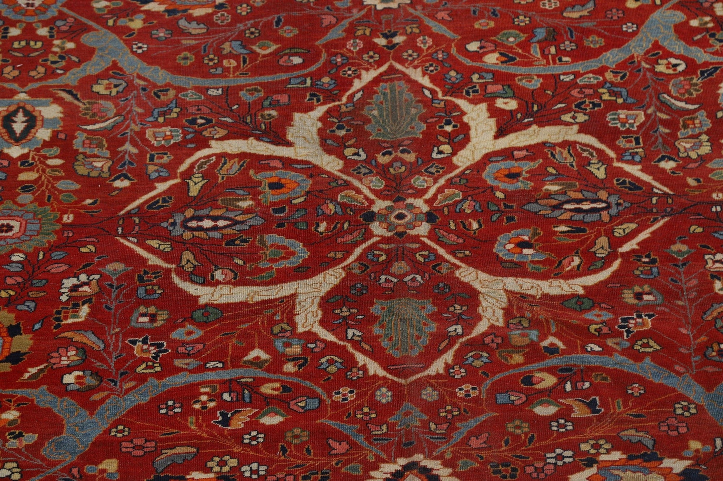 Pre-1900 Antique Sultanabad Vegetable Dye Persian Rug 11x14