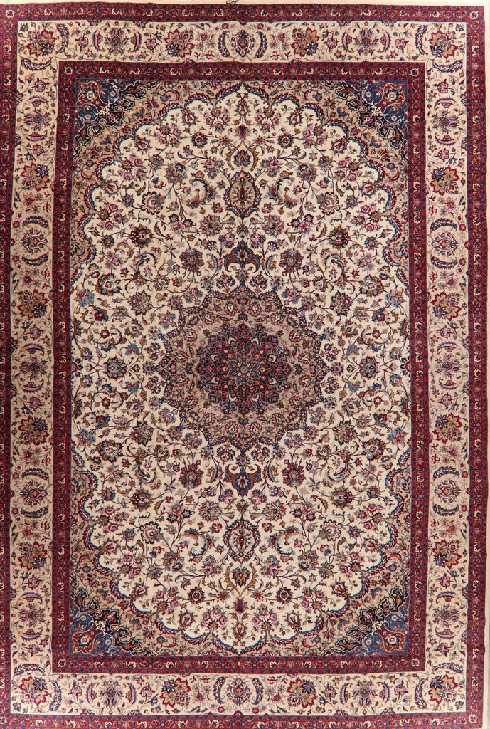Floral Kashmar Persian Area Rug Ivory 13x19