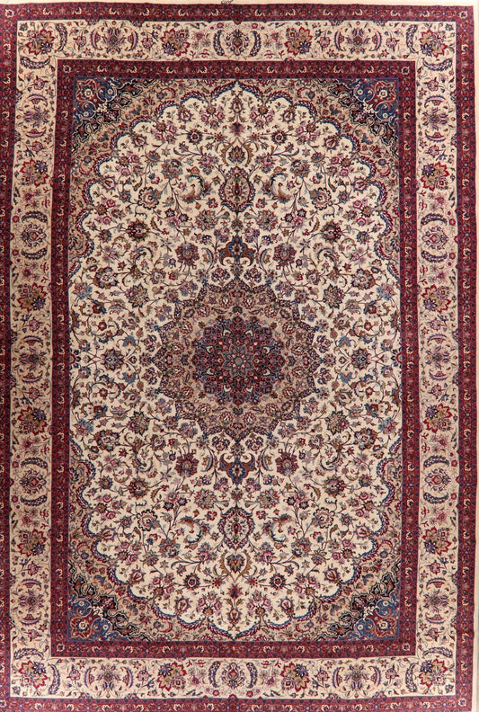 Floral Kashmar Persian Area Rug Ivory 13x19