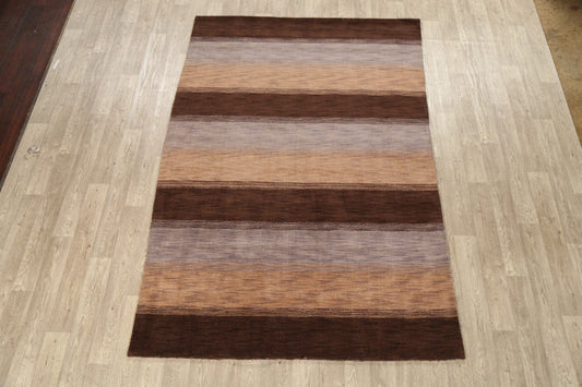 Contemporary Stripe Gabbeh Oriental Area Rug 6x9