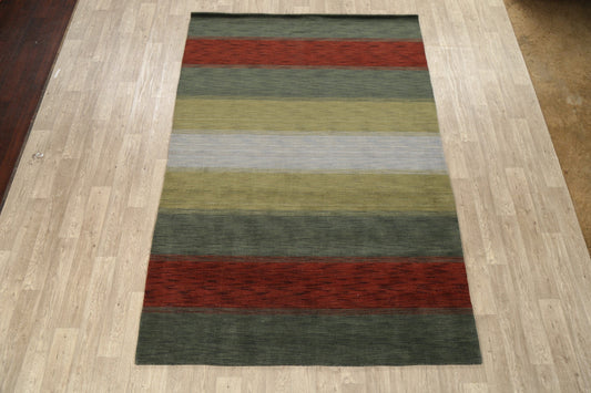 Contemporary Stripe Gabbeh Oriental Area Rug 7x10