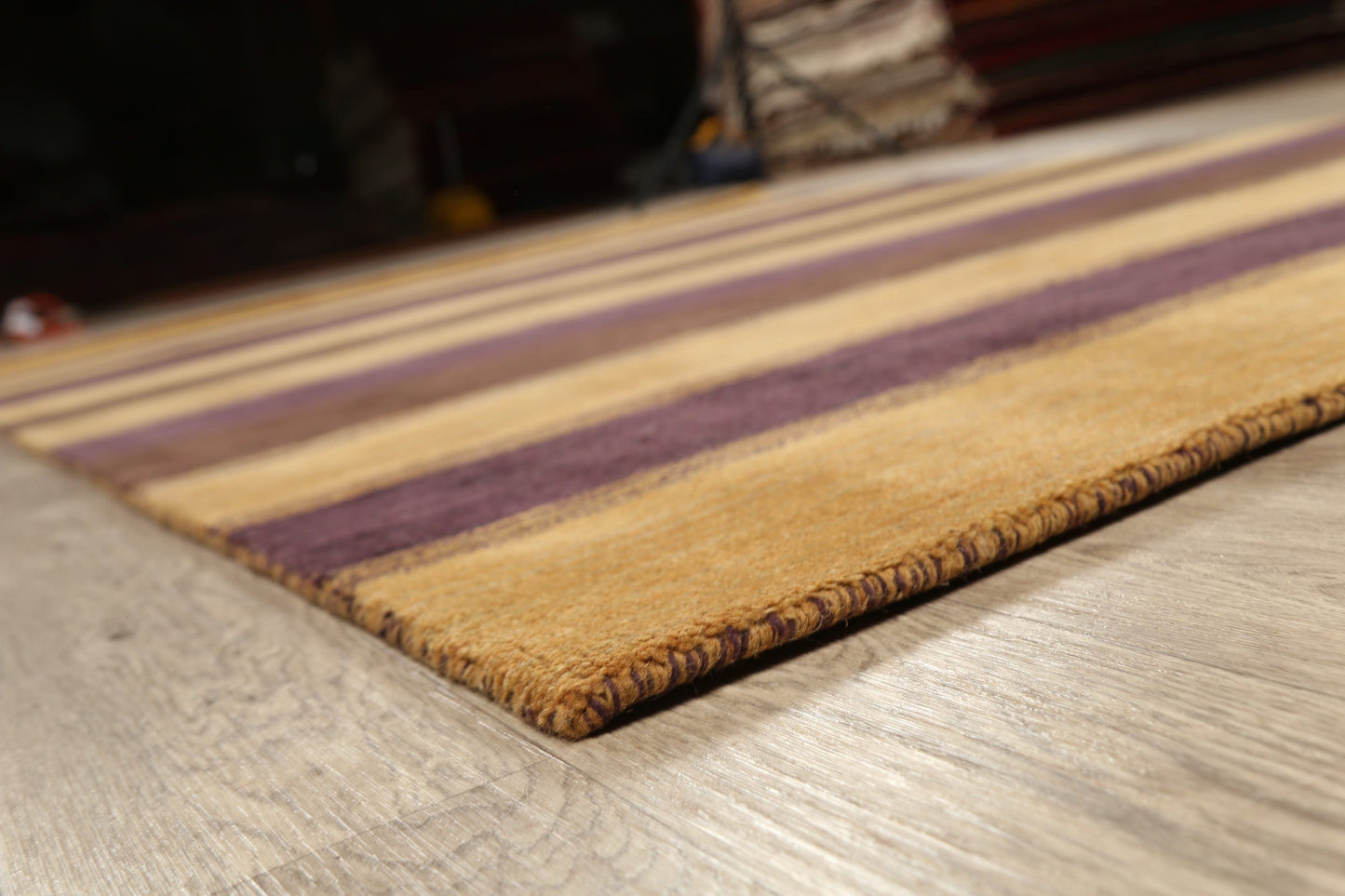 Gold & Purple Stripe Gabbeh Oriental Area Rug 6x9