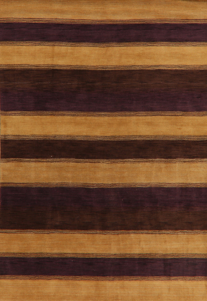 Gold & Purple Stripe Gabbeh Oriental Area Rug 6x9