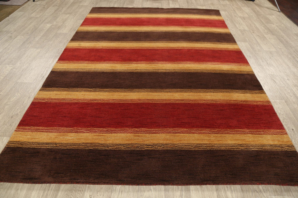 Stripe Contemporary Gabbeh Oriental Area Rug 6x9