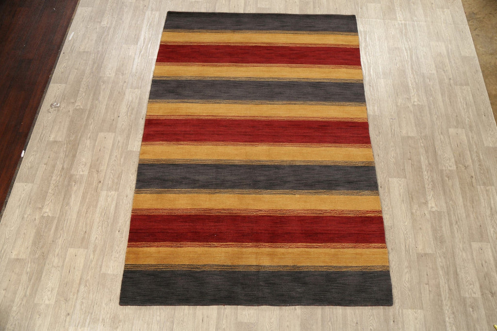 Stripe Modern Gabbeh Oriental Area Rug 6x9