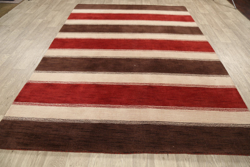 Stripe Modern Gabbeh Oriental Area Rug 7x9