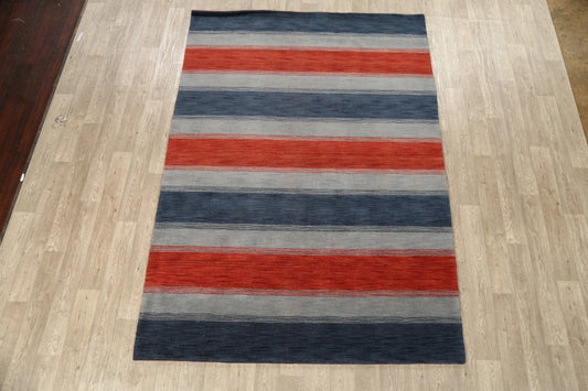 Multi-Color Stripe Gabbeh Oriental Area Rug 7x9