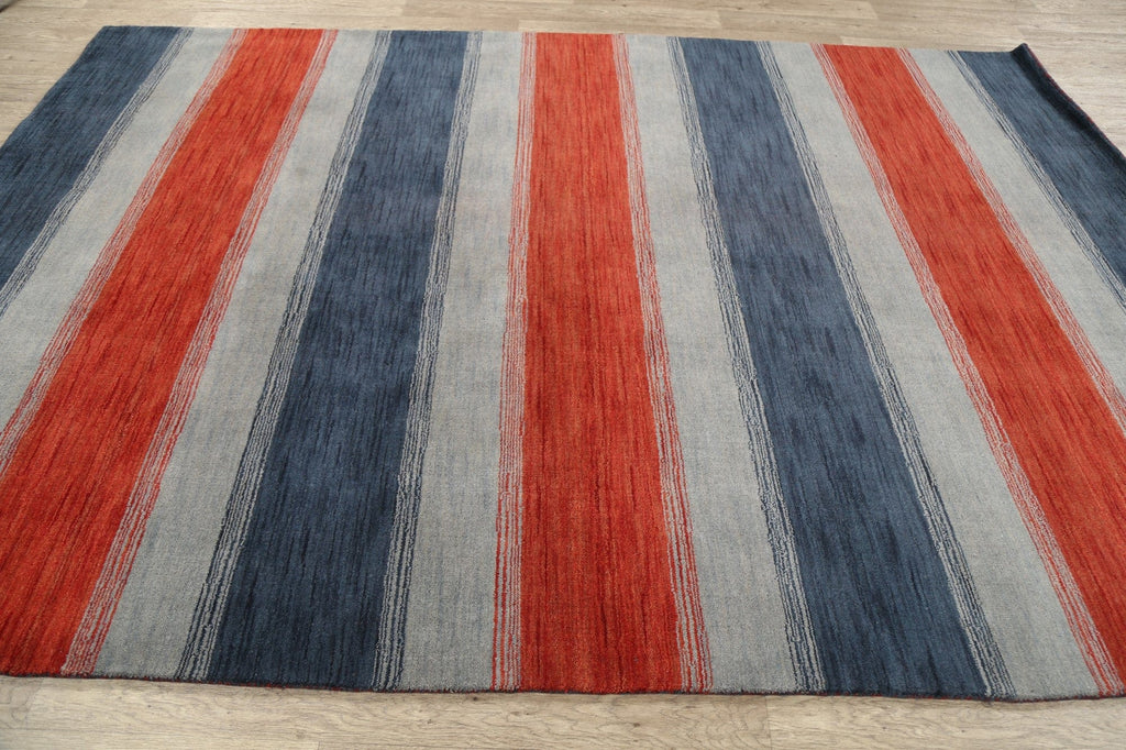 Multi-Color Stripe Gabbeh Oriental Area Rug 7x9