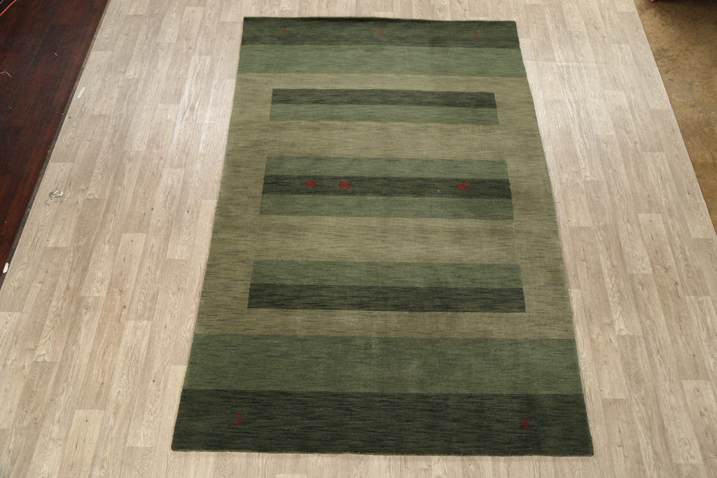 Tribal Green Stripe Gabbeh Oriental Area Rug 7x10