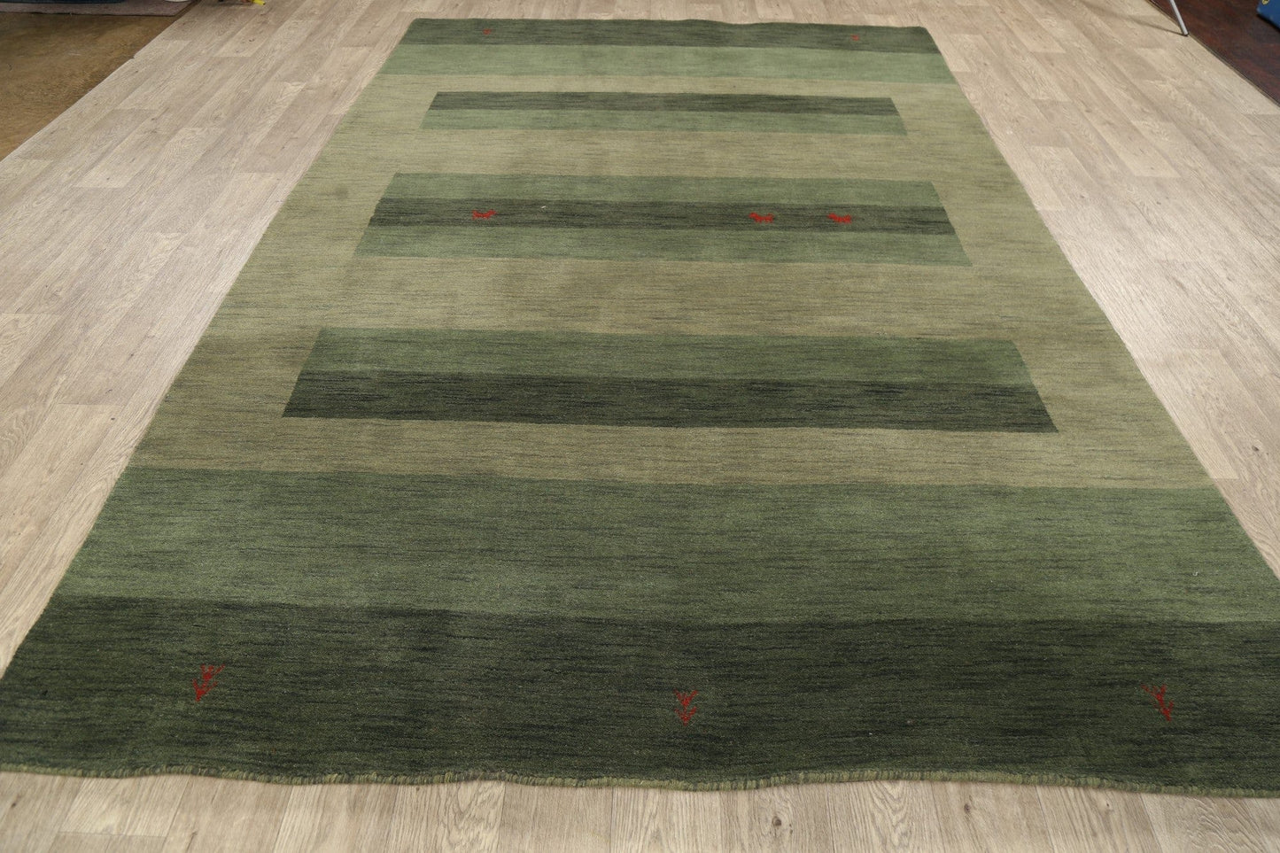 Tribal Green Stripe Gabbeh Oriental Area Rug 7x10