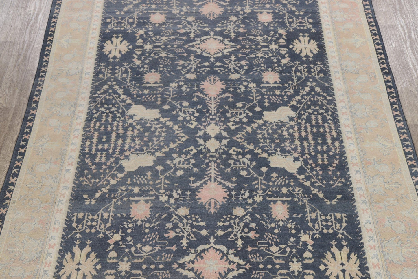 Vegetable Dye Geometric Oushak Turkish Area Rug 9x12