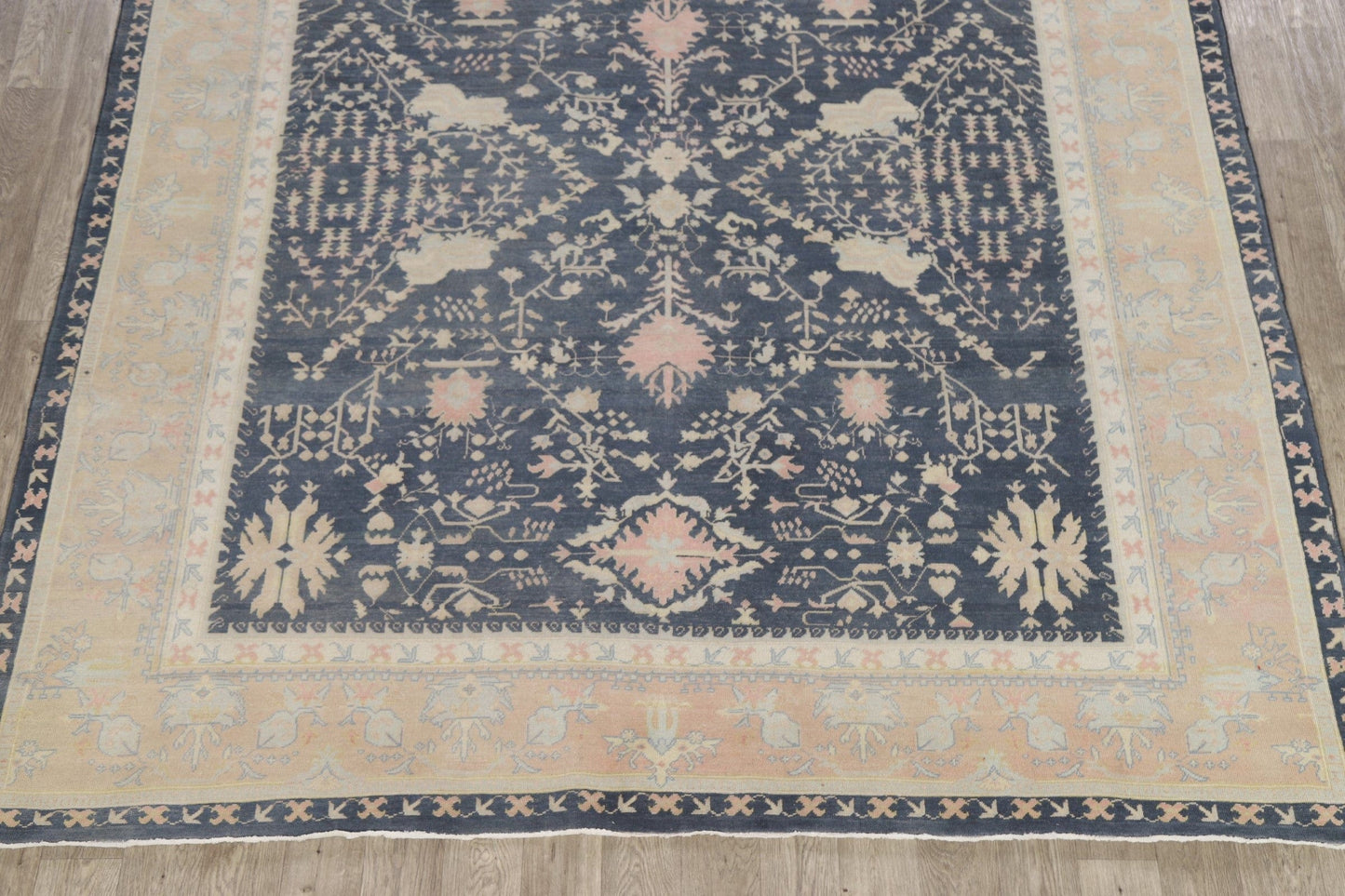 Vegetable Dye Geometric Oushak Turkish Area Rug 9x12