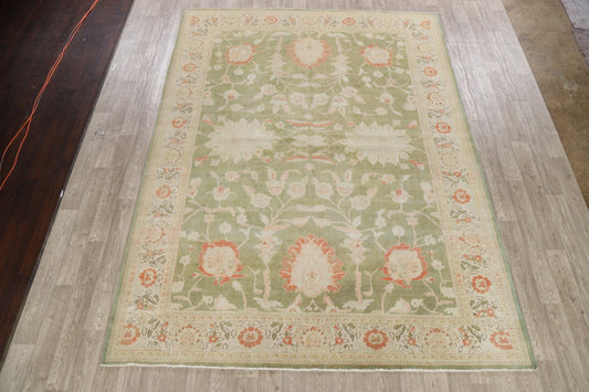 Antique Vegetable Dye Floral Oushak Turkish Area Rug 9x12