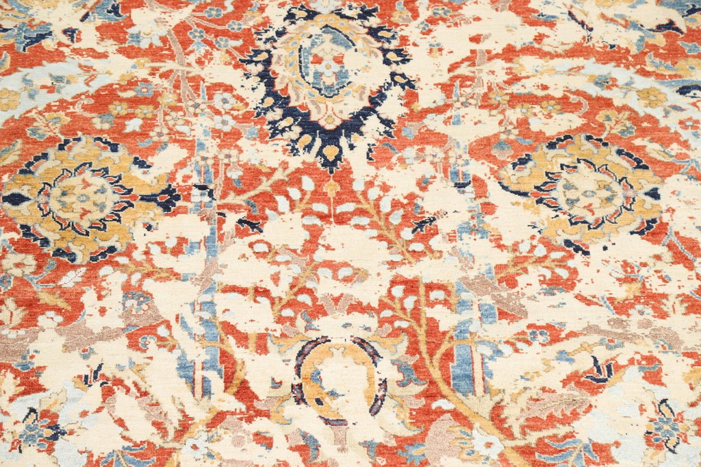 Rust/Blue Floral Ziegler Distressed Area Rug 8x10