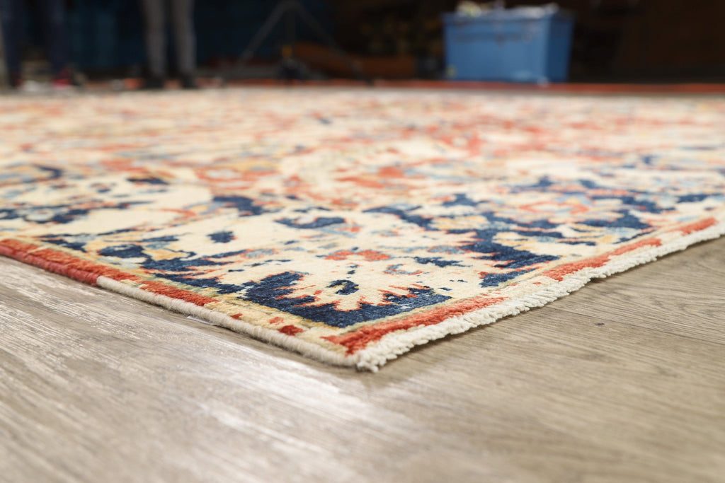 Rust/Blue Floral Ziegler Distressed Area Rug 8x10