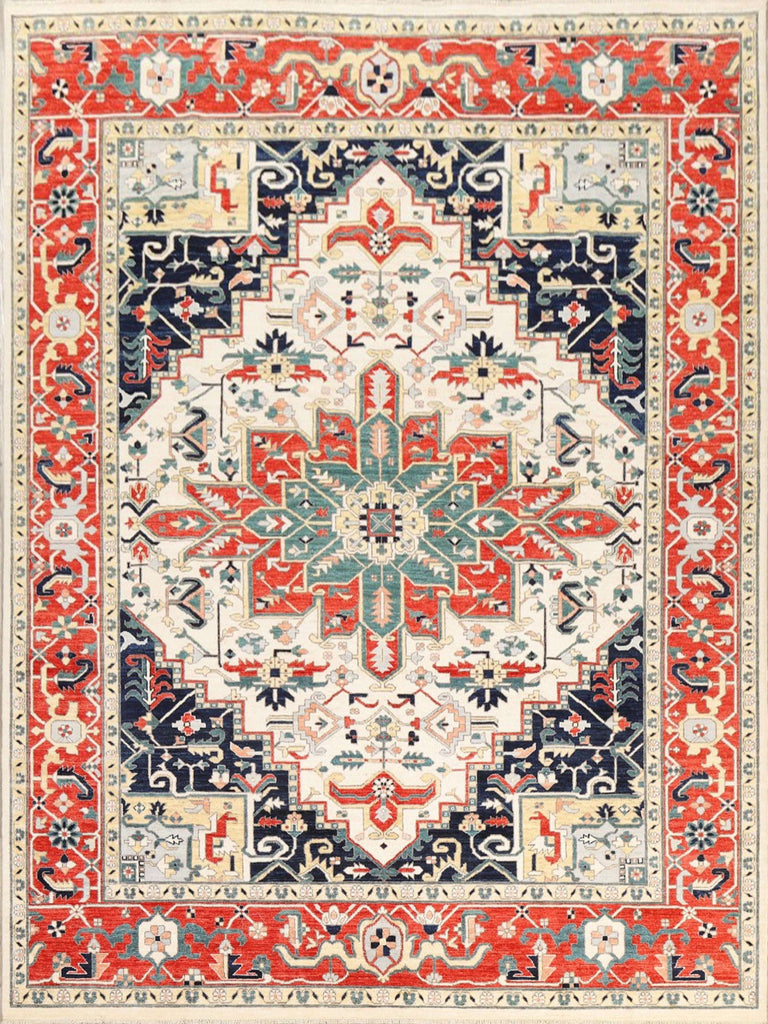 Vegetable Dye Geometric Heriz Oriental Area Rug 8x10