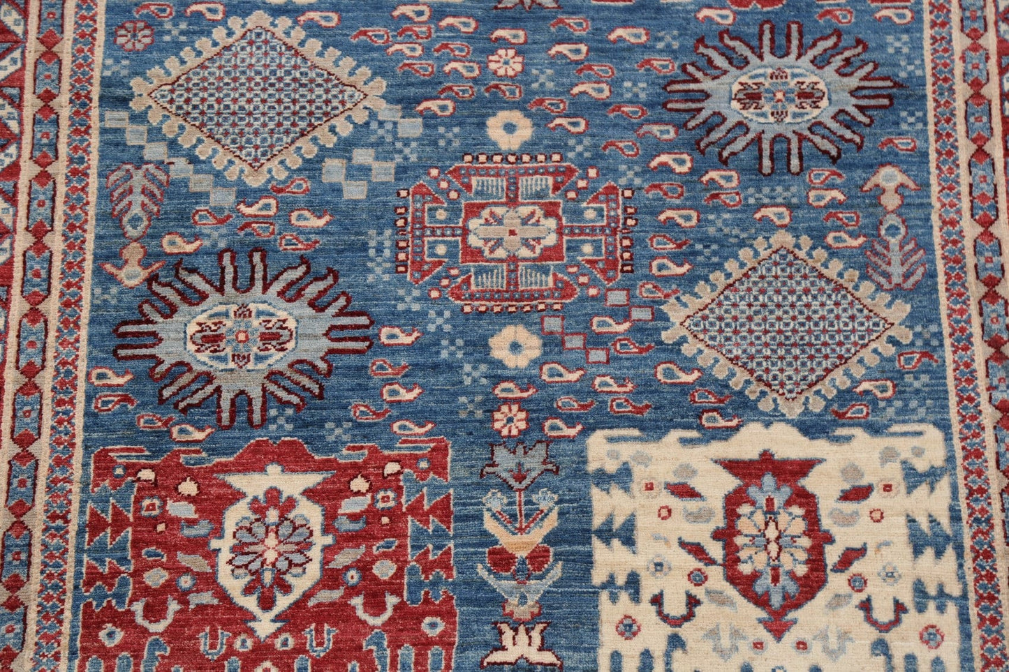 Blue Geometric Heriz Serapi Oriental Area Rug 5x7