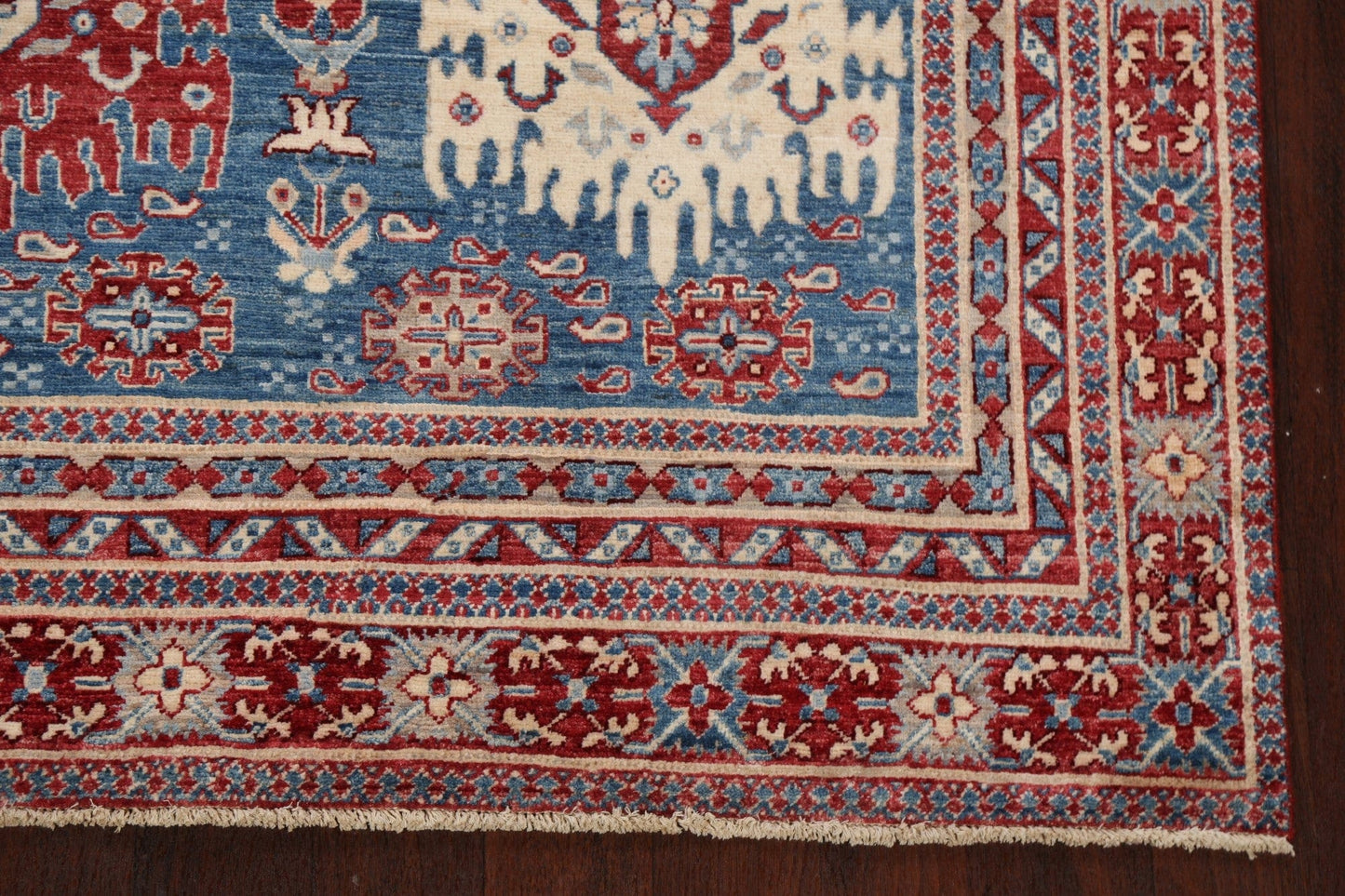 Blue Geometric Heriz Serapi Oriental Area Rug 5x7