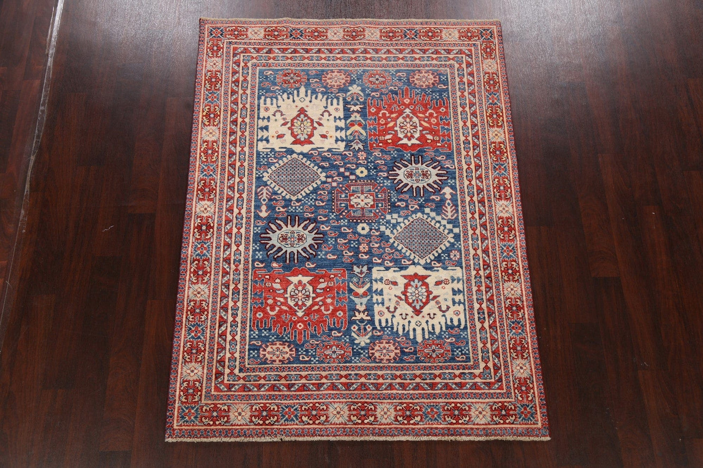 Blue Geometric Heriz Serapi Oriental Area Rug 5x7