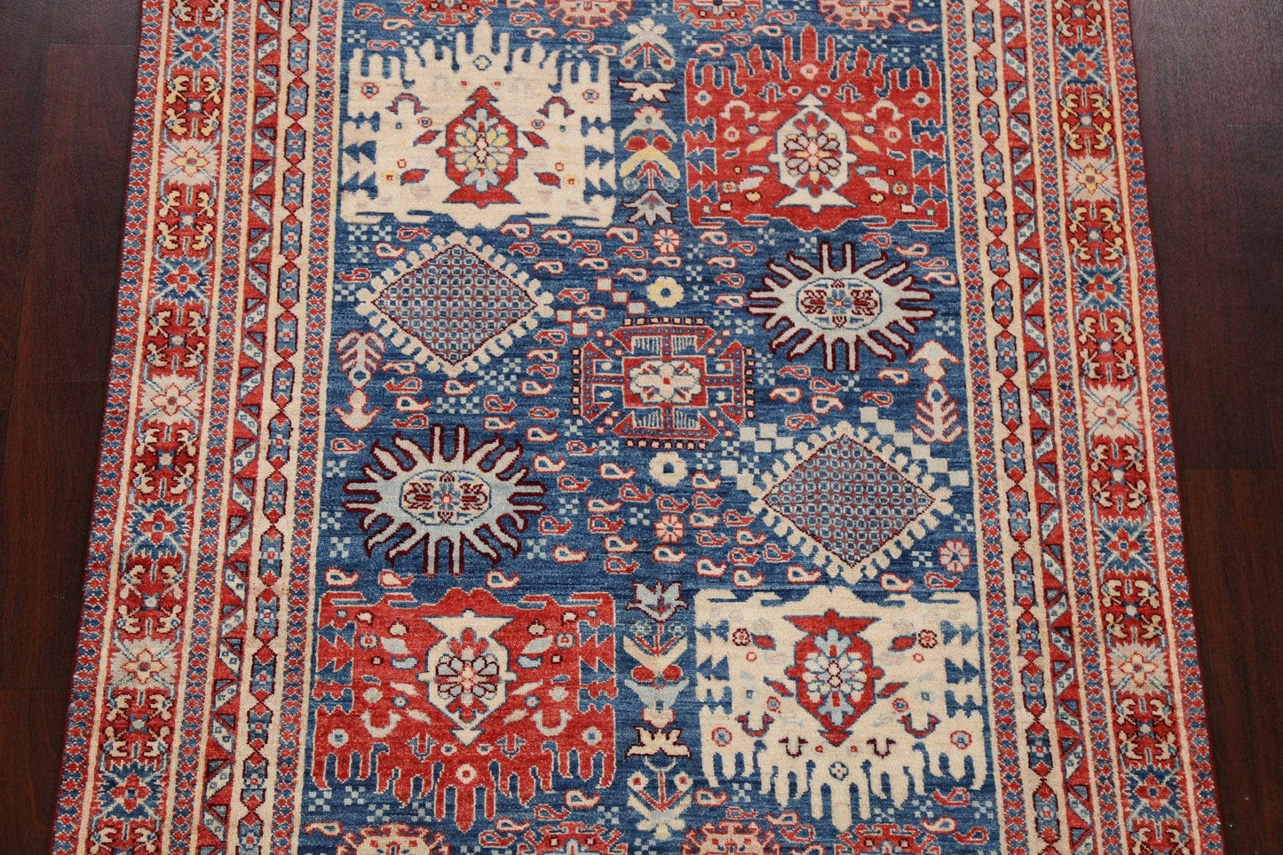 Blue Geometric Heriz Serapi Oriental Area Rug 5x7