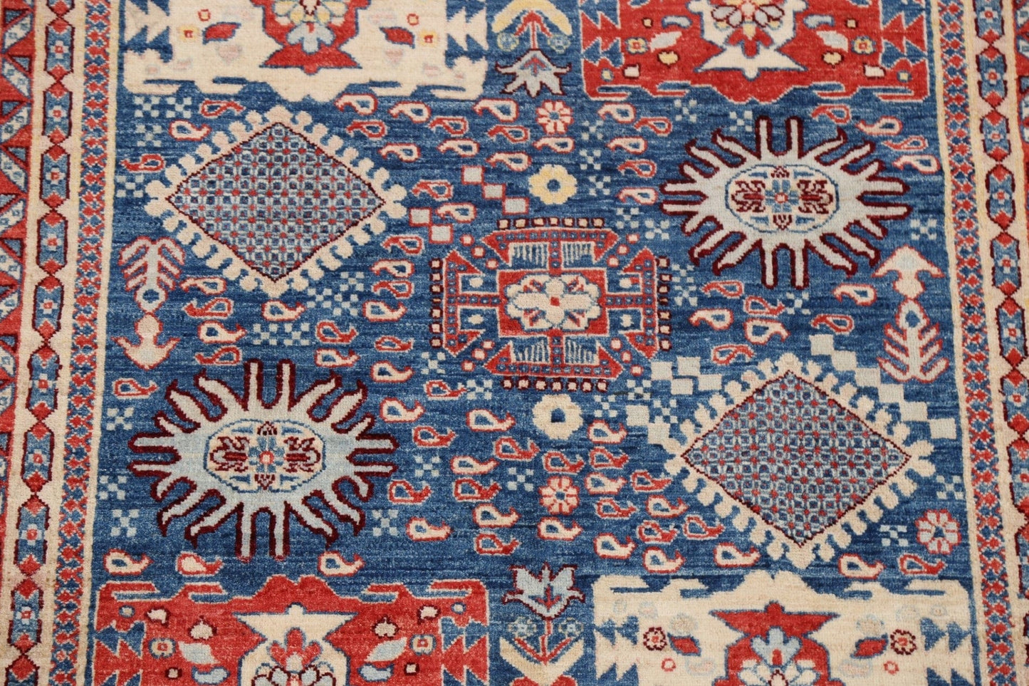 Blue Geometric Heriz Serapi Oriental Area Rug 5x7