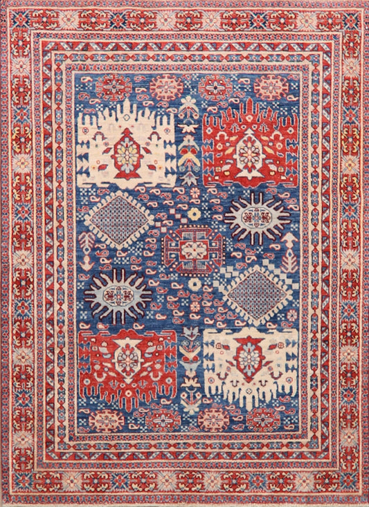 Blue Geometric Heriz Serapi Oriental Area Rug 5x7