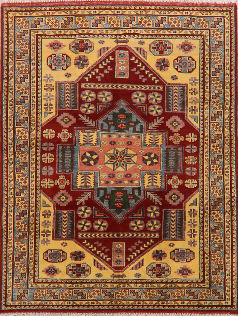 Geometric Super Kazak Oriental Area Rug 5x6