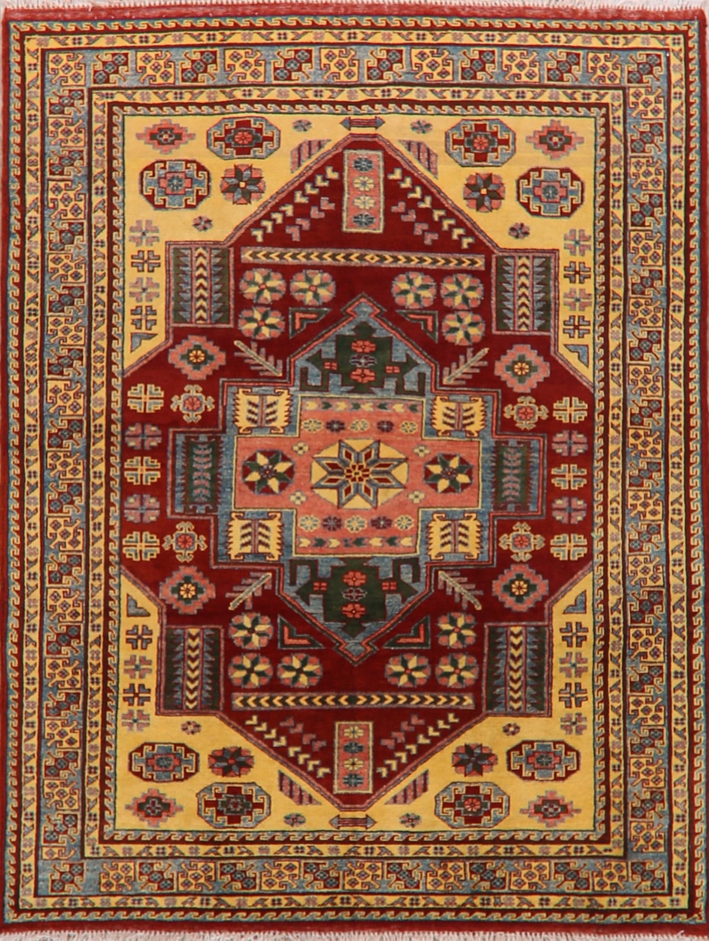 Geometric Super Kazak Oriental Area Rug 5x6