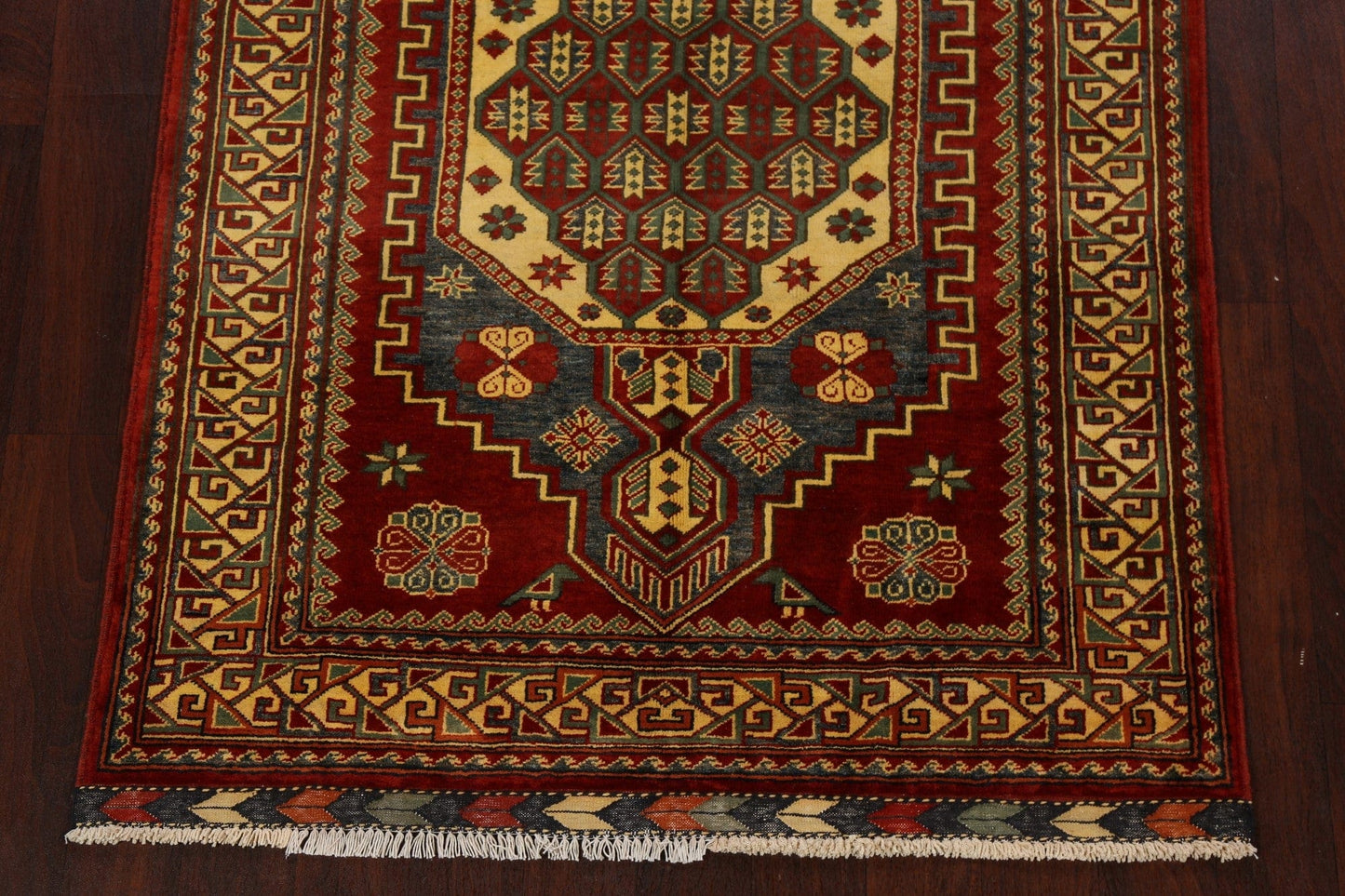 Geometric Super Kazak Oriental Area Rug 4x6