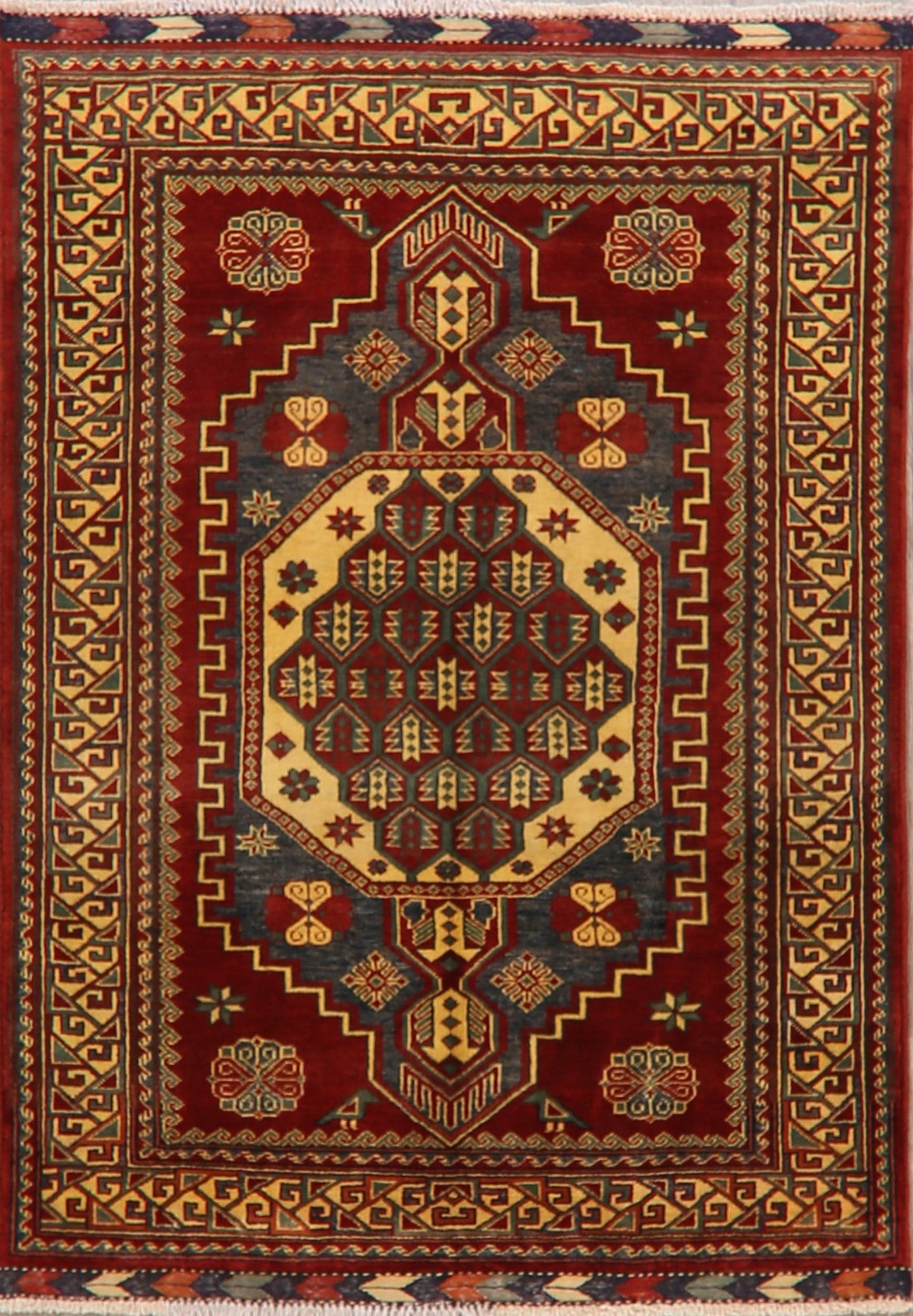 Geometric Super Kazak Oriental Area Rug 4x6