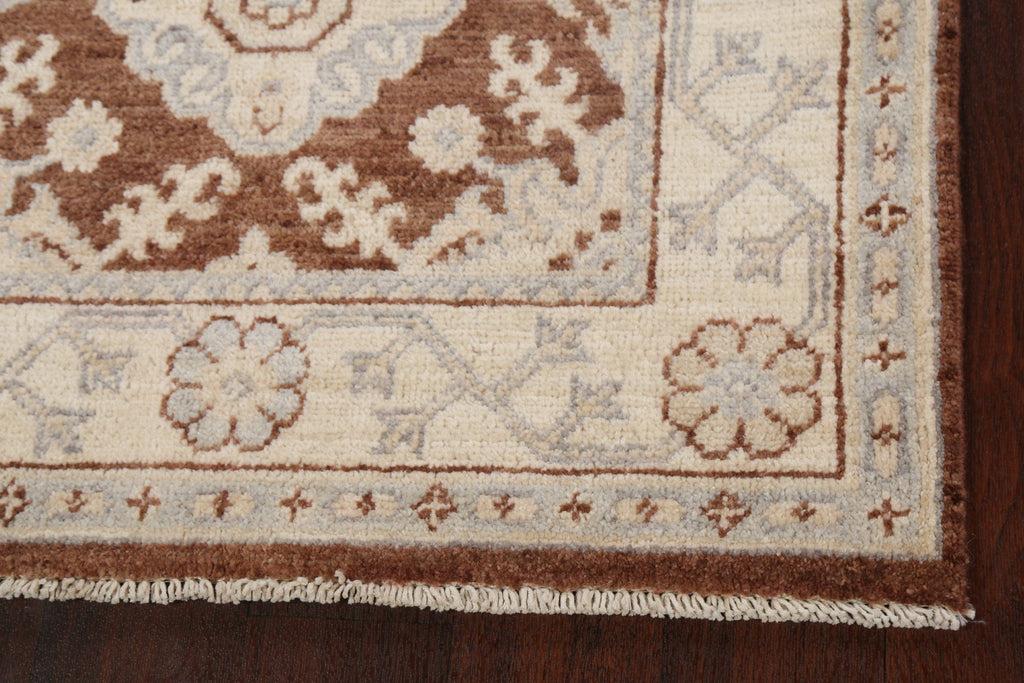 Brown Geometric Khotan Oriental Runner Rug 3x12