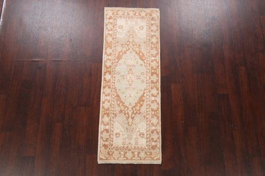 Geometric Oushak Turkish Runner Rug 2x6