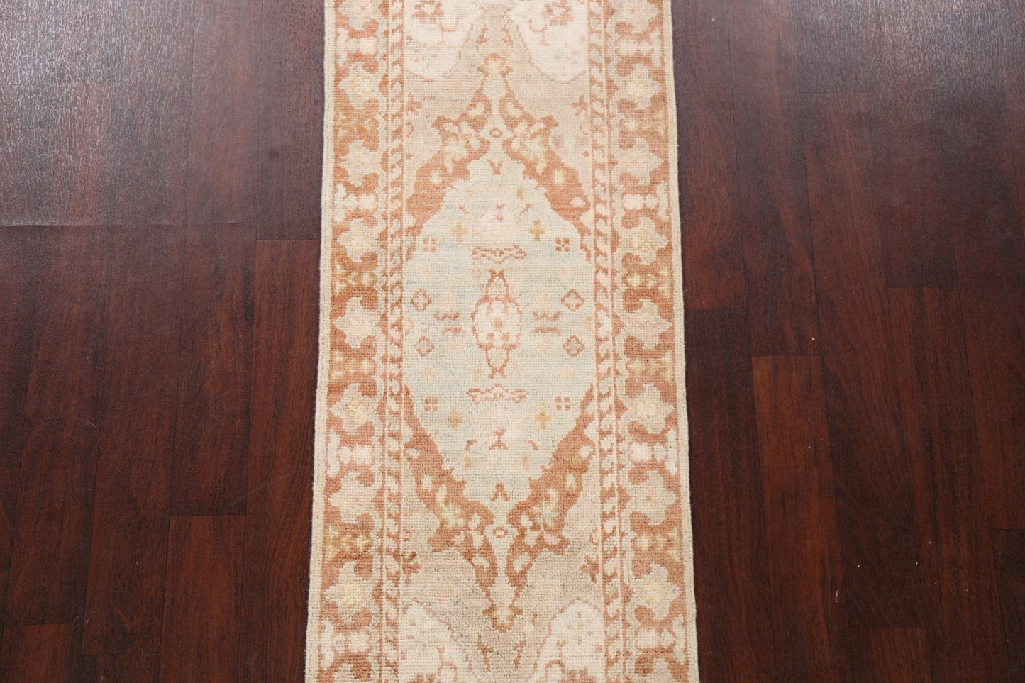 Geometric Oushak Turkish Runner Rug 2x6