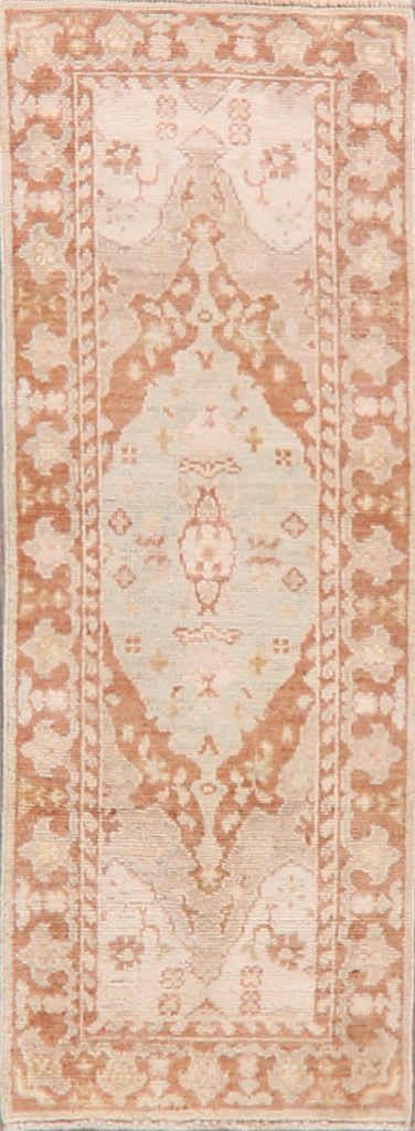 Geometric Oushak Turkish Runner Rug 2x6