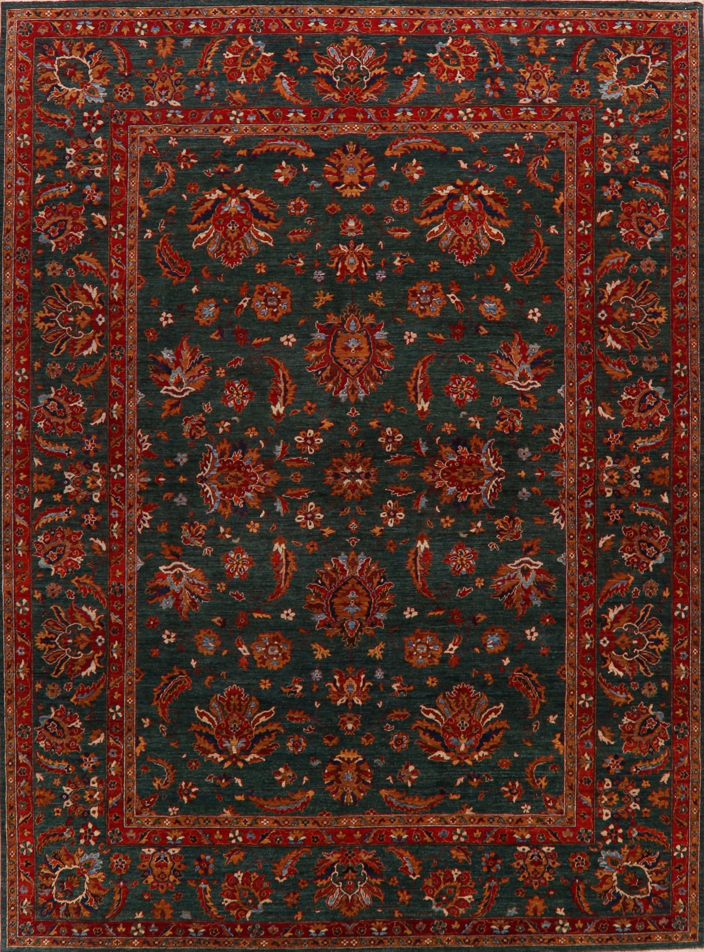 Floral Green Sultanabad Ziegler Oriental Area Rug 10x14