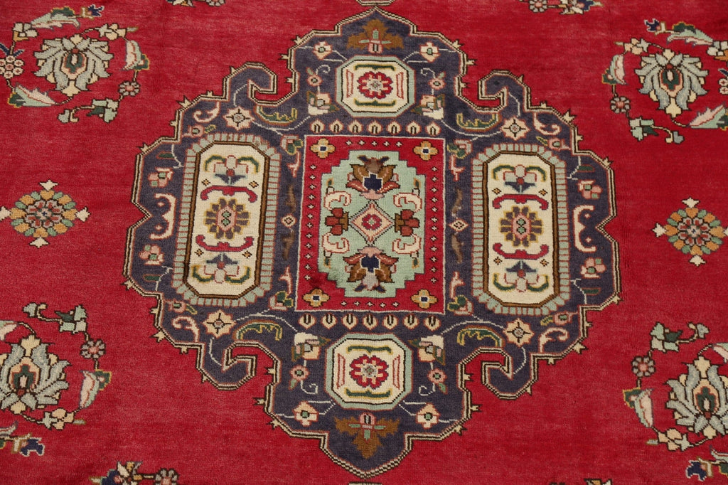 Vintage Geometric Red Tabriz Persian Area Rug 8x11