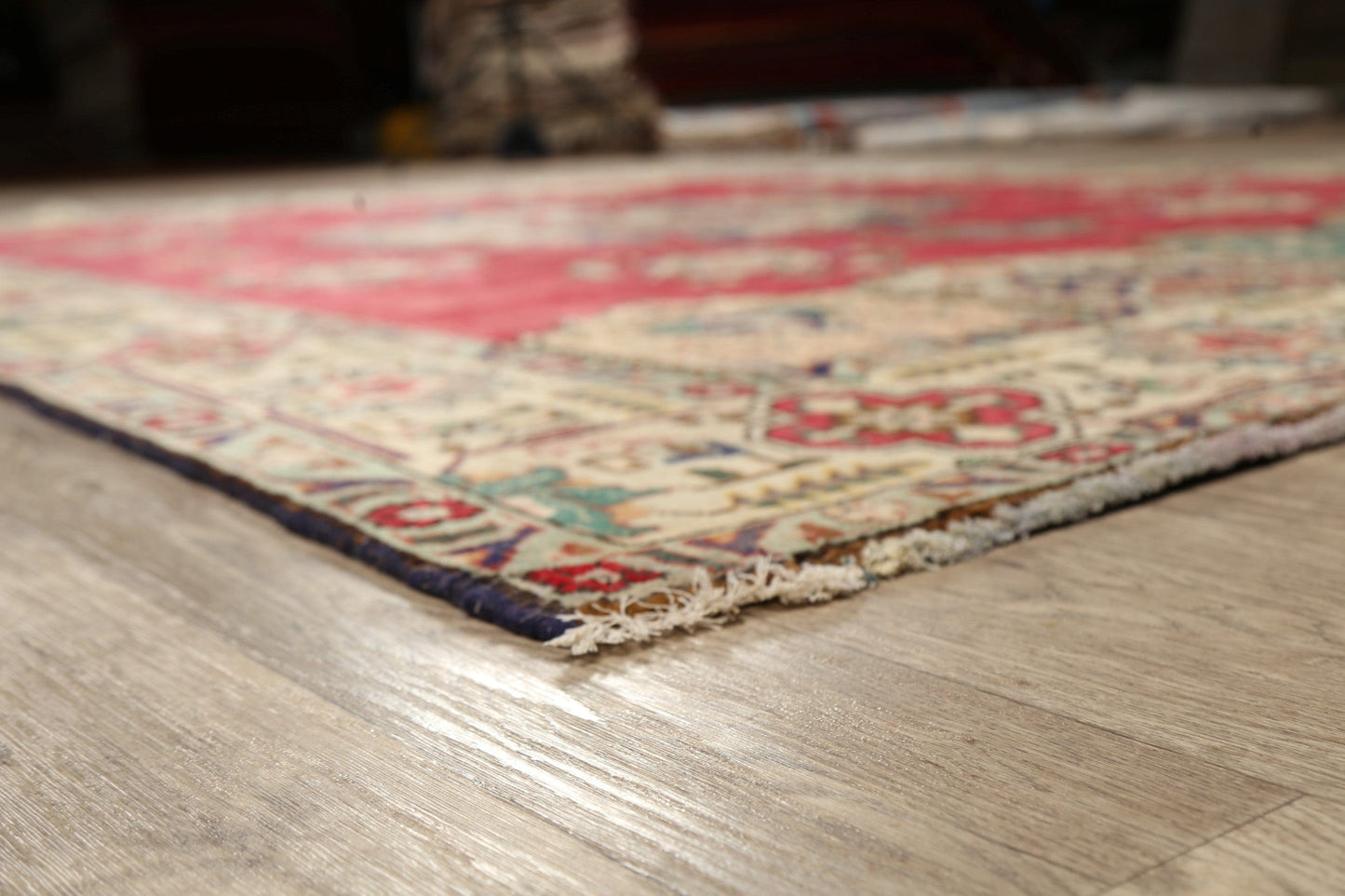 Vintage Geometric Red Tabriz Persian Area Rug 8x11