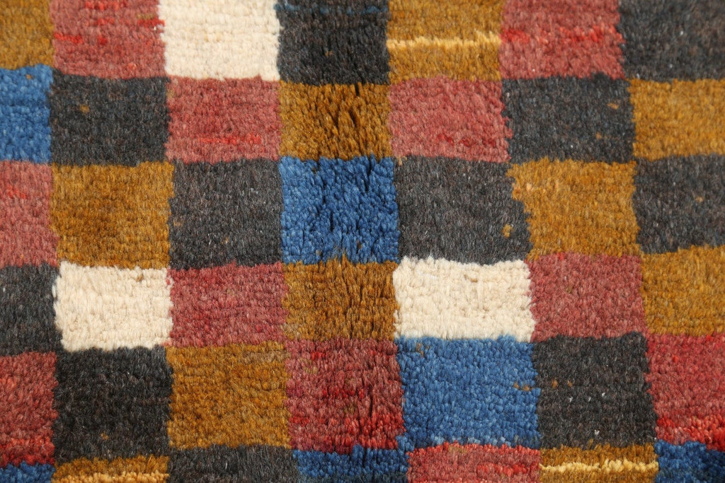 Checked Color-full Gabbeh Shiraz Persian Modern 4x5 Wool Rug