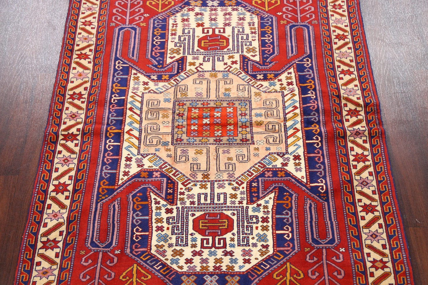 Wool & Silk Geometric Turkoman Persian Area Rug 5x6