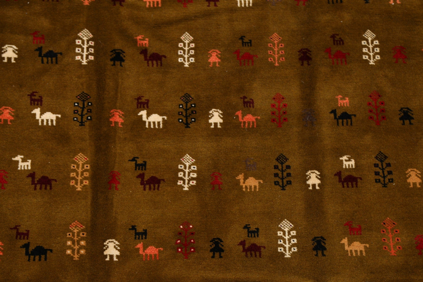 Little Animals Design Brown Gabbeh Persian Area Rug 5x6